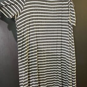 Exist Black and White Striped Cold-Shoulder Dress